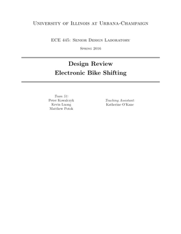 Design Review Electronic Bike Shifting