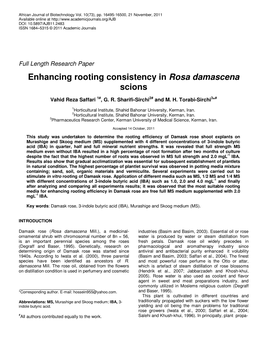 Enhancing Rooting Consistency in Rosa Damascena Scions