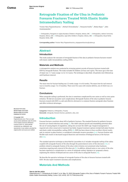 Retrograde Fixation of the Ulna in Pediatric Forearm Fractures Treated with Elastic Stable Intramedullary Nailing