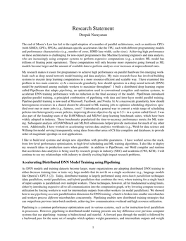 Research Statement Deepak Narayanan