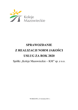 Sprawozdanie Z Realizacji Norm Jakości Usług Za Rok 2020