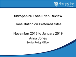 Shropshire Local Plan Review Consultation on Preferred Sites