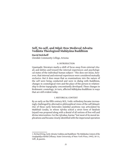 How Medieval Advaita Vedānta Theologized Mahāyāna Buddhism David Belcheff Glendale Community College, Arizona