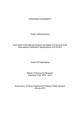 CRANFIELD UNIVERSITY Omkar Vitthal Gulavani Non-Linear Finite