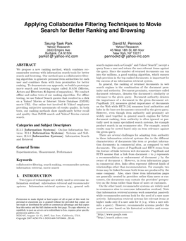 Applying Collaborative Filtering Techniques to Movie Search for Better Ranking and Browsing