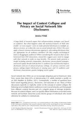 The Impact of Context Collapse and Privacy on Social Network Site Disclosures