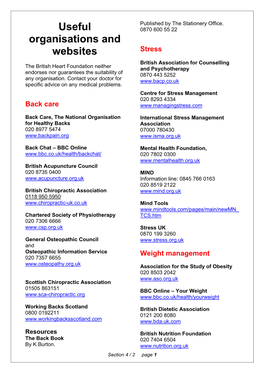 Useful Organisations and Websites