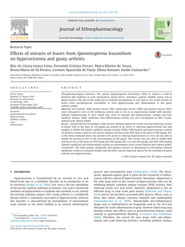 Effects of Extracts of Leaves from Sparattosperma Leucanthum on Hyperuricemia and Gouty Arthritis