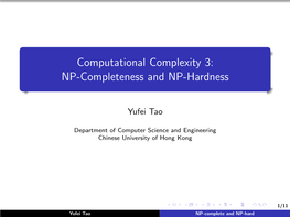 Computational Complexity 3: NP-Completeness and NP-Hardness