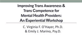 Improving Trans Awareness and Trans Competence for Mental Health