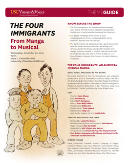 The Four Immigrants: an American Musical Manga Is an Award-Winning Musical About Young Japanese Immigrants in Early-Twentieth-Century San Francisco