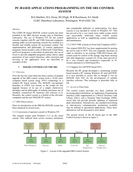 Pc-Based Applications Programming on the Srs Control System