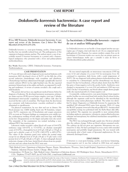 Dokdonella Koreensis Bacteremia: a Case Report and Review of the Literature