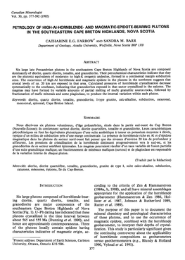 Petrology of High.Ai-Hornblende- and Magmatic-Epidote-Bearing Plutons