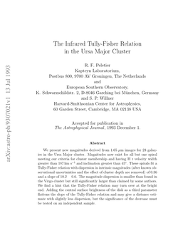 The Infrared Tully-Fisher Relation in the Ursa Major Cluster