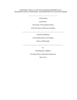 Unheard Voices at the Texas-Mexico Border Wall: Fragmentation, Citizenship, and Opposition in a War on Terror