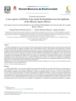 A New Species of Killifish of the Family Profundulidae from the Highlands Of