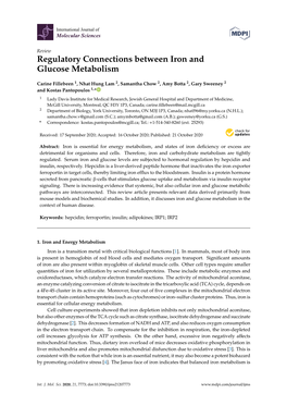 Regulatory Connections Between Iron and Glucose Metabolism