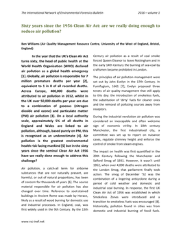 Sixty Years Since the 1956 Clean Air Act: Are We Really Doing Enough to Reduce Air Pollution?