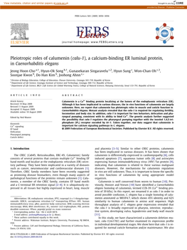Pleiotropic Roles of Calumenin (Calu-1), a Calcium-Binding ER Luminal Protein, in Caenorhabditis Elegans