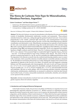 The Sierra De Cacheuta Vein-Type Se Mineralization, Mendoza Province, Argentina