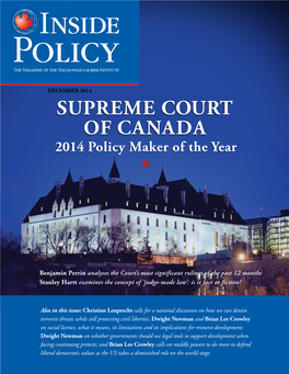SUPREME COURT of CANADA 2014 Policy Maker of the Year
