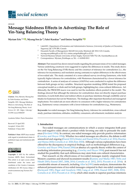 Message Sidedness Effects in Advertising: the Role of Yin-Yang Balancing Theory
