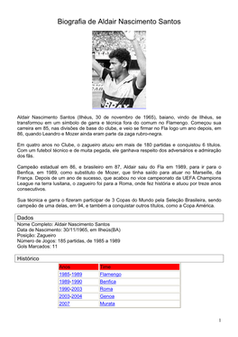 Biografia De Aldair Nascimento Santos