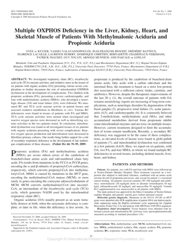 Multiple OXPHOS Deficiency in the Liver, Kidney, Heart, and Skeletal