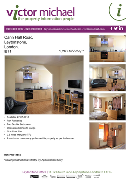 Cann Hall Road, Leytonstone, London. E11 1,200 Monthly *