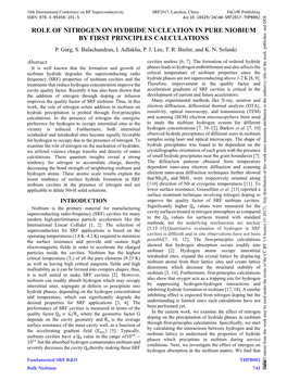 Role of Nitrogen on Hydride Nucleation in Pure Niobium by First Principles Calculations P