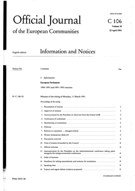 Official Journal C 106 Volume 34 of the European Communities N Apr