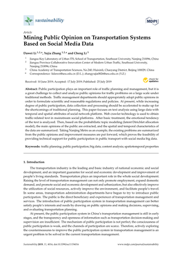 Mining Public Opinion on Transportation Systems Based on Social Media Data