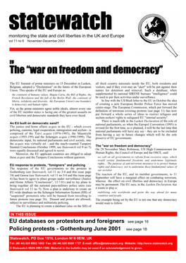 The “War on Freedom and Democracy” Reports from Germany, Denmark, the Netherlands, Sweden, Belgium and the UK
