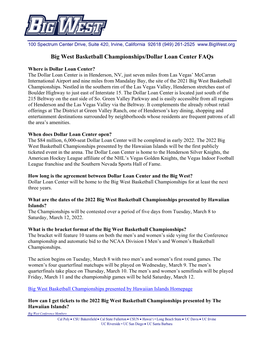 Big West Basketball Championships/Dollar Loan Center Faqs