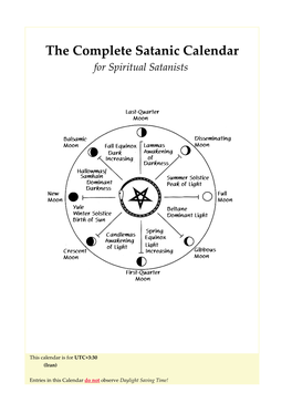 The Complete Satanic Calendar for Spiritual Satanists