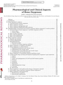 Pharmacological and Clinical Aspects of Heme Oxygenase