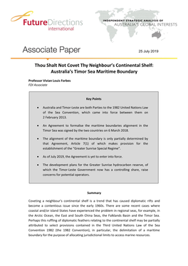 Thou Shalt Not Covet Thy Neighbour's Continental Shelf: Australia's Timor
