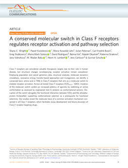 A Conserved Molecular Switch in Class F Receptors Regulates Receptor Activation and Pathway Selection