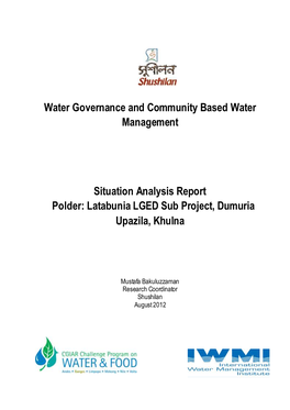 Water Governance and Community Based Water Management