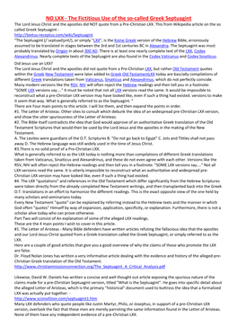 NO LXX - the Fictitious Use of the So-Called Greek Septuagint the Lord Jesus Christ and the Apostles Did NOT Quote from a Pre-Christian LXX