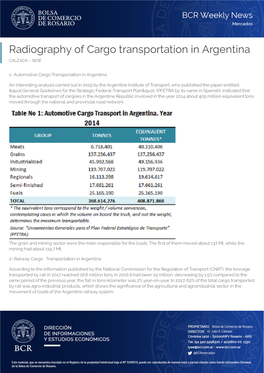 Radiography of Cargo Transportation in Argentina CALZADA – SESÉ