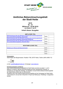 Amtliches Bekanntmachungsblatt Der Stadt Heide