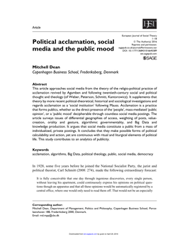 Political Acclamation, Social Media and the Public Mood