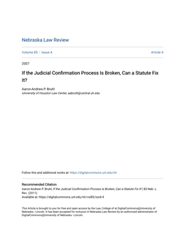 If the Judicial Confirmation Process Is Broken, Can a Statute Fix It?