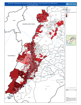 PUNJAB - Humanitarian Assessment Priorities Ranking - Union Councils Level (Total Score) As of 03 January 2011