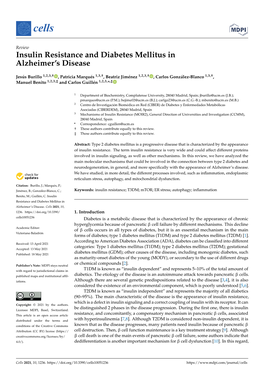 Insulin Resistance and Diabetes Mellitus in Alzheimer's Disease