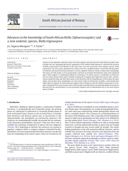 Advances in the Knowledge of South African Riella (Sphaerocarpales) and a New Endemic Species, Riella Trigonospora