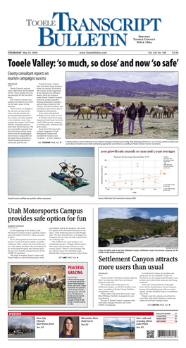 Tooele Valley: ‘So Much, So Close’ and Now ‘So Safe’ County Consultant Reports on Tourism Campaigns Success