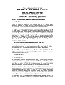 Proposed Variation to the Wicklow County Development Plan 2010-2016